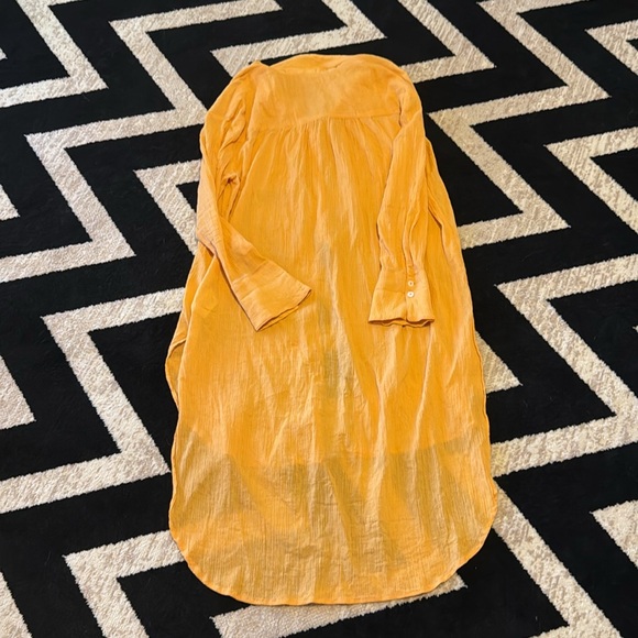 Anthropologie Duster Button Down Tunic Yellow Mango S - Picture 4 of 5